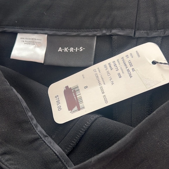 Nwt Akris Mona Black Wool Side Zip Flat Front Pants Trousers 8 - Picture 5 of 5